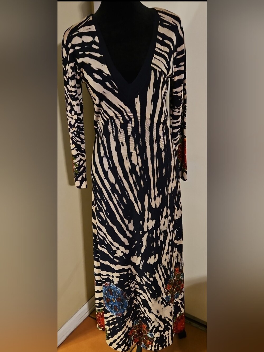 Desigual Vest Shanghai Tiger Print Floral Embroidered Maxi Dress M